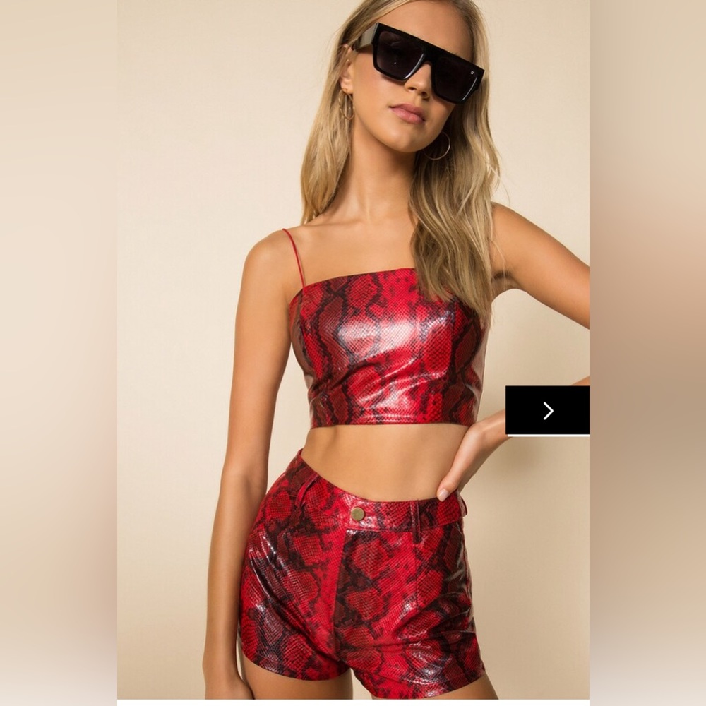 red snakeskin superdown faux leather top